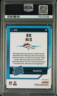 2024 Panini Donruss 369 Bo Nix Optic Preview-red Wave PSA 9