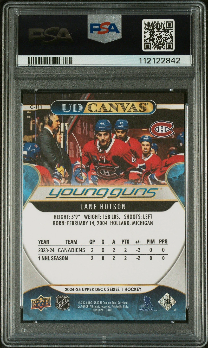 2024 Upper Deck Ud Canvas C111 Lane Hutson PSA 9