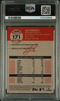 2022 Topps Chrome Platinum Anniversary 171 Julio Rodriguez Green Wave Refractor PSA 10