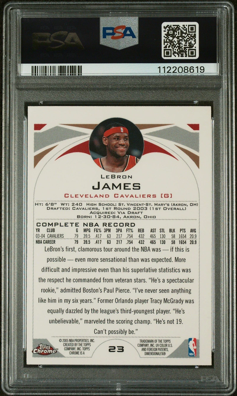 2004 Topps Chrome 23 Lebron James PSA