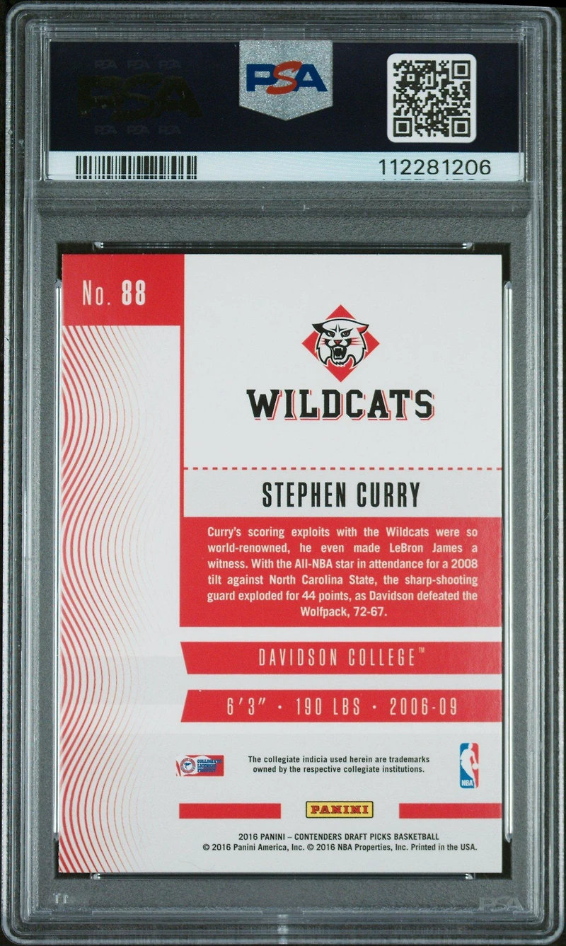 2016 Panini Contenders Draft Picks 88 Stephen Curry PSA 10