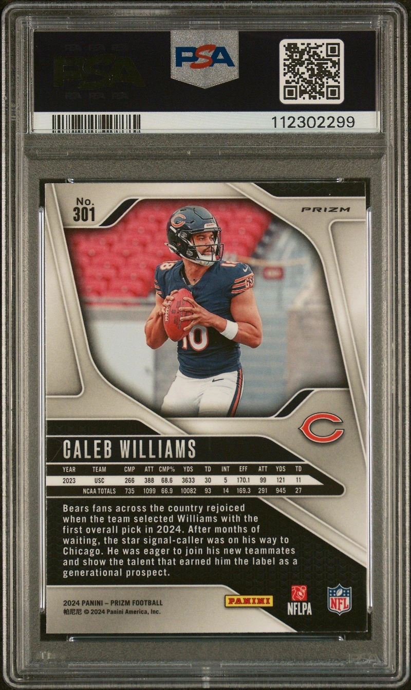 2024 Panini Prizm 301 Caleb Williams Disco Prizm PSA 9