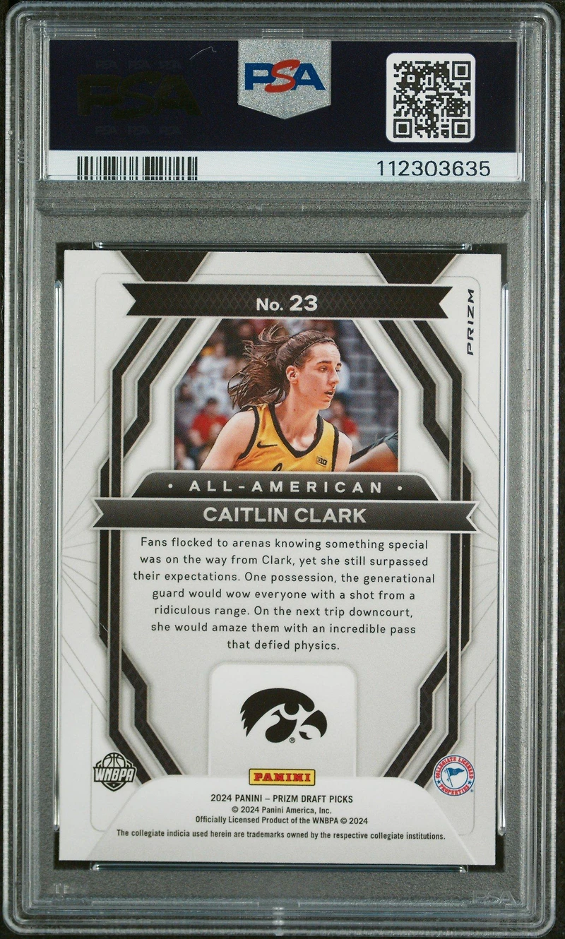 2024 Panini Prizm Draft Picks All-american 23 Caitlin Clark Silver Prizm PSA 9