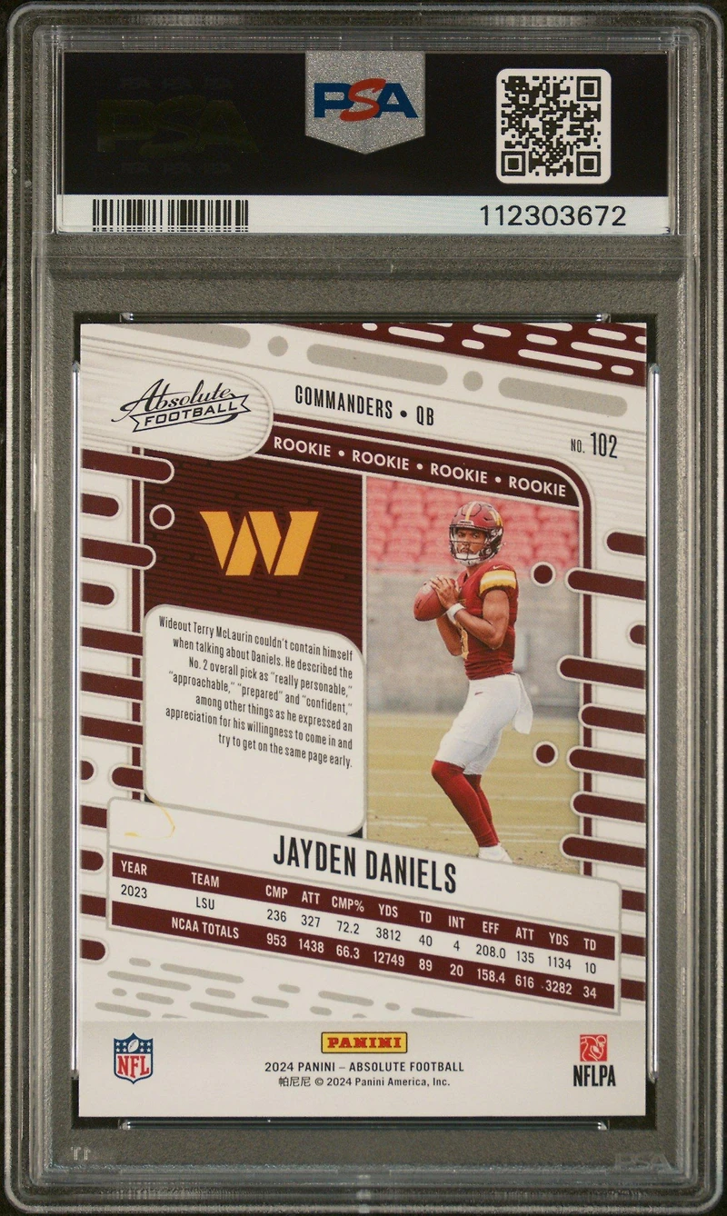 2024 Panini Absolute 102 Jayden Daniels PSA 10