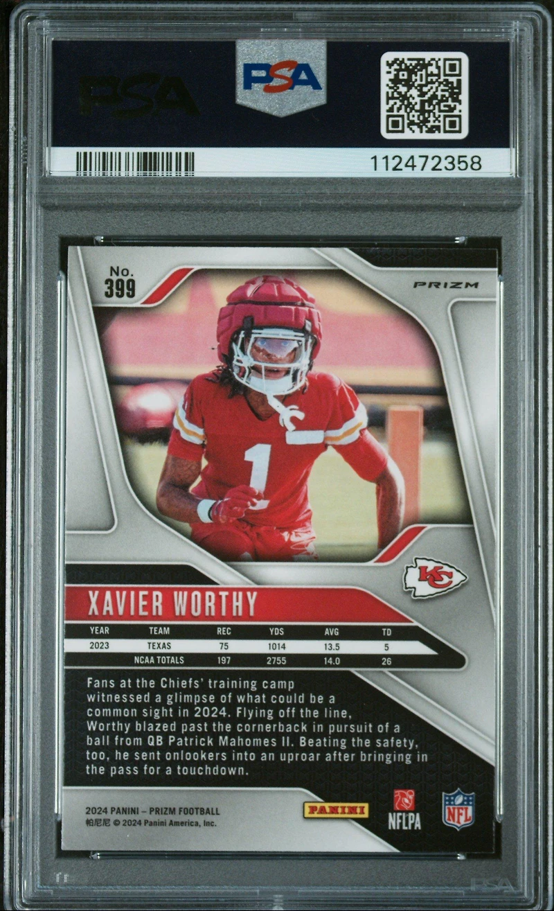 2024 Panini Prizm 399 Xavier Worthy Silver Prizm PSA 10