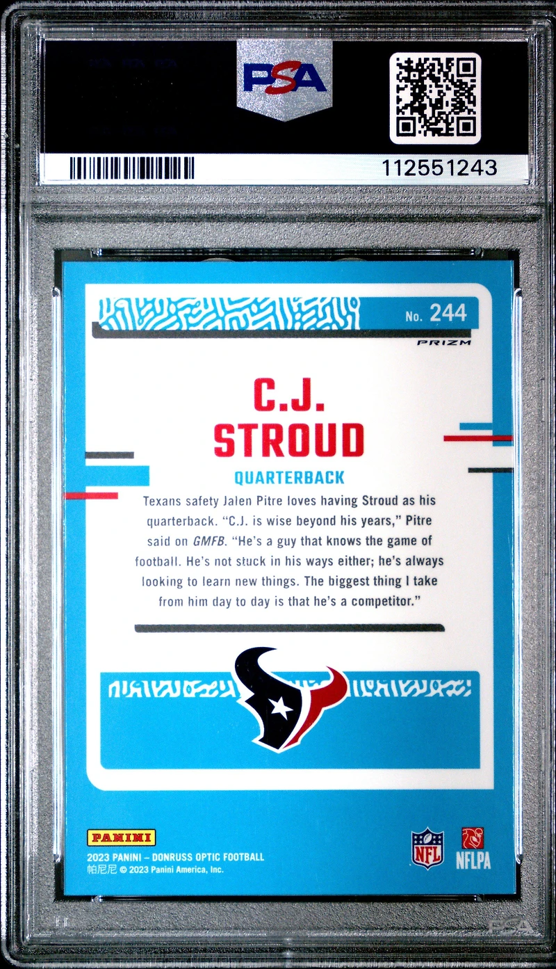 2023 Panini Donruss Optic 244 Cj Stroud Pink PSA