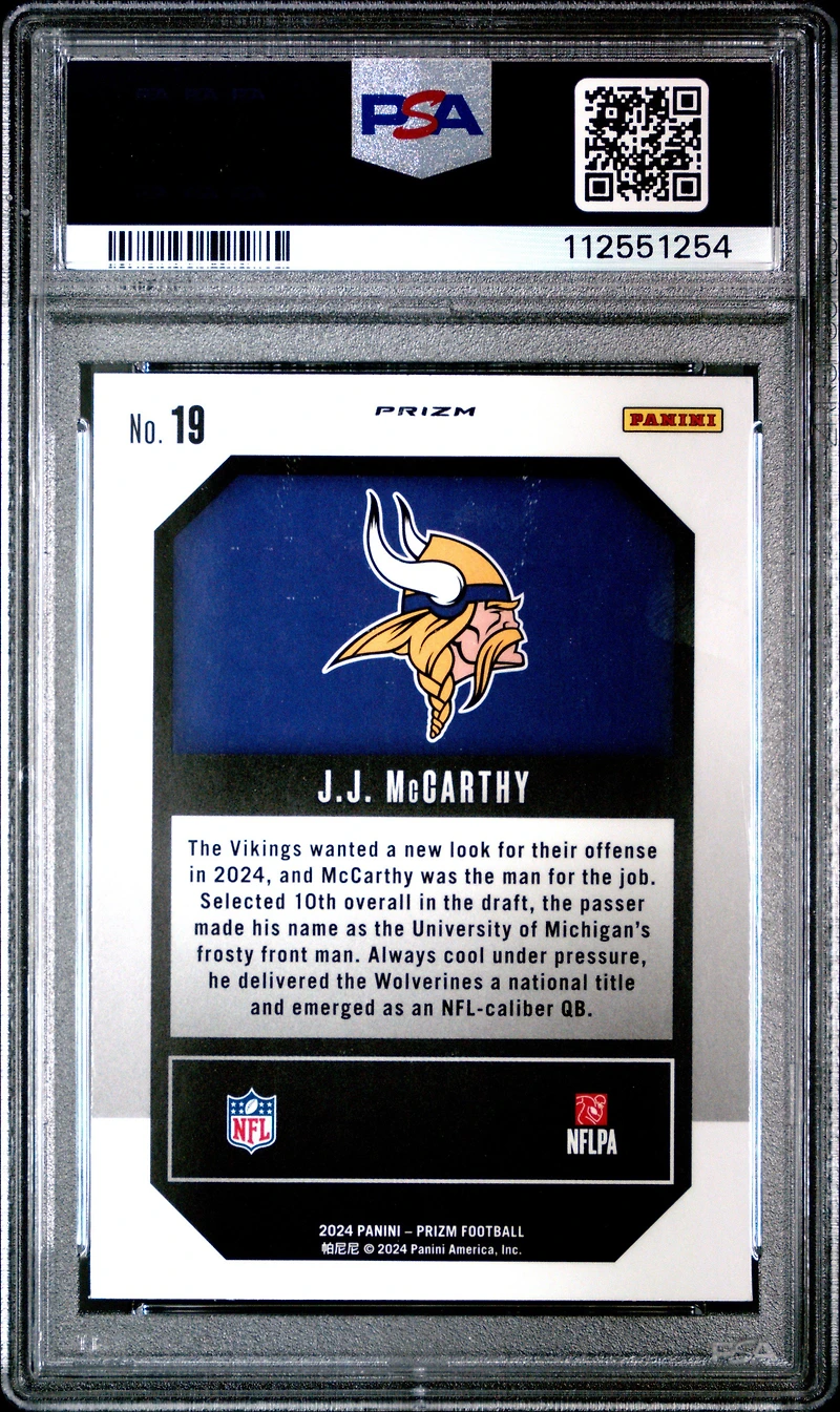 2024 Panini Prizm Emergent 19 Jj Mccarthy Green Wave PSA 10