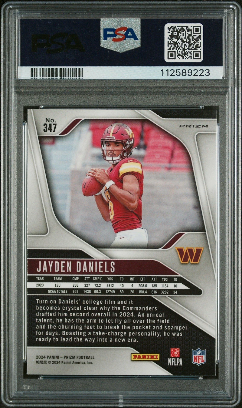2024 Panini Prizm 347 Jayden Daniels Green Prizm PSA 9