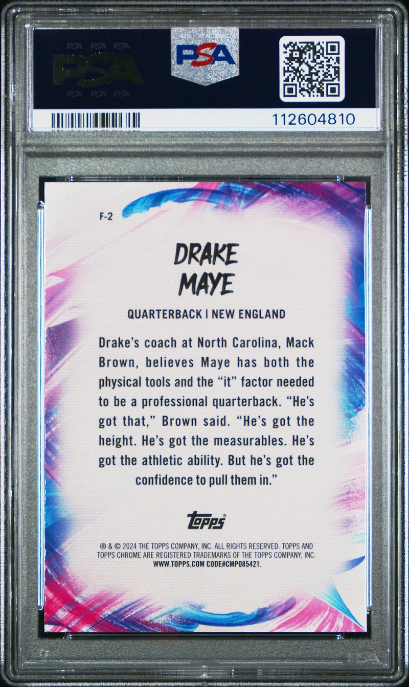 2024 Topps Chrome Finesse F2 Drake Maye PSA 10