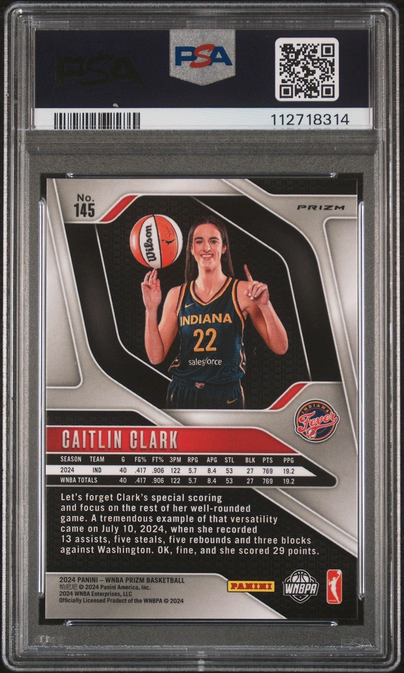 2024 Panini Prizm Wnba 145 Caitlin Clark Orange Velocity PSA 9