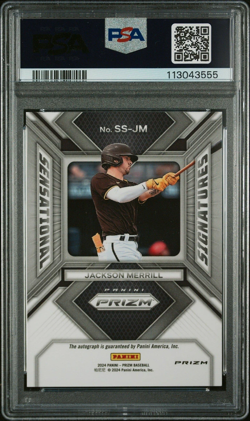 2024 Panini Prizm Sensational Signatures Ssjm Jackson Merrill Green Prizm PSA 10