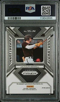 2024 Panini Prizm Sensational Signatures Ssjm Jackson Merrill Green Prizm PSA 10