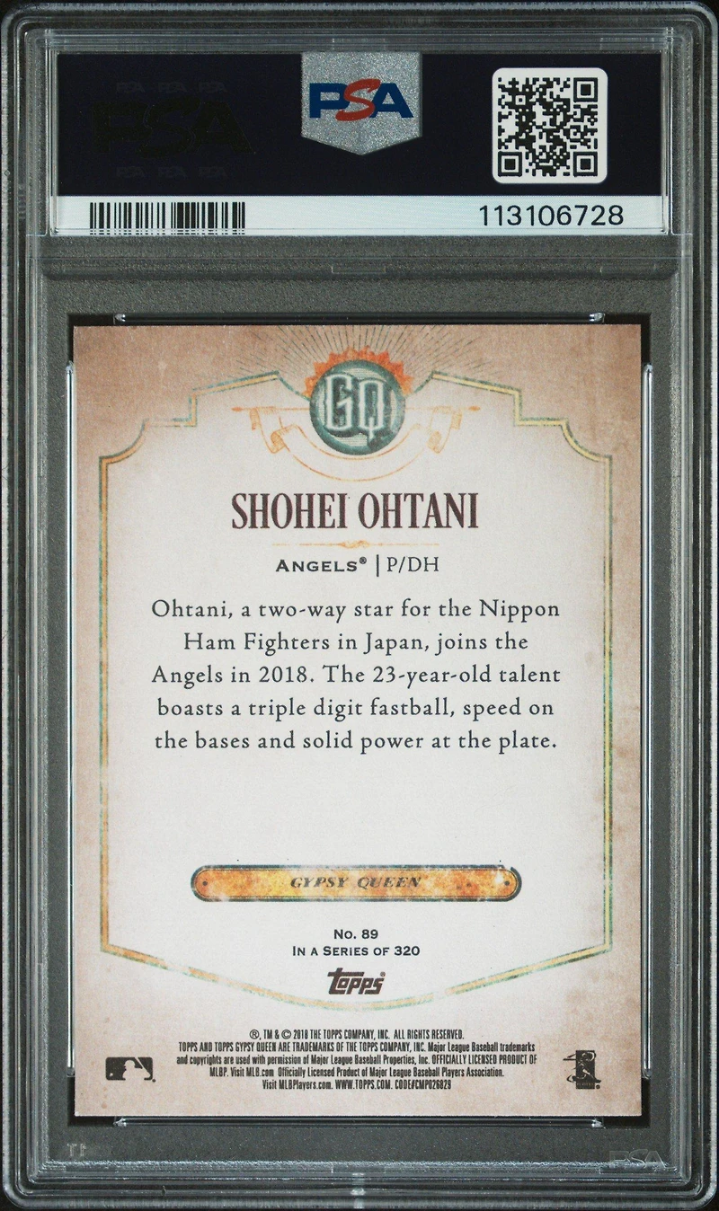 2018 Topps Gypsy Queen 89 Shohei Ohtani PSA