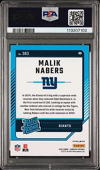 2024 Panini Donruss 383 Malik Nabers Optic Preview-pink PSA 10