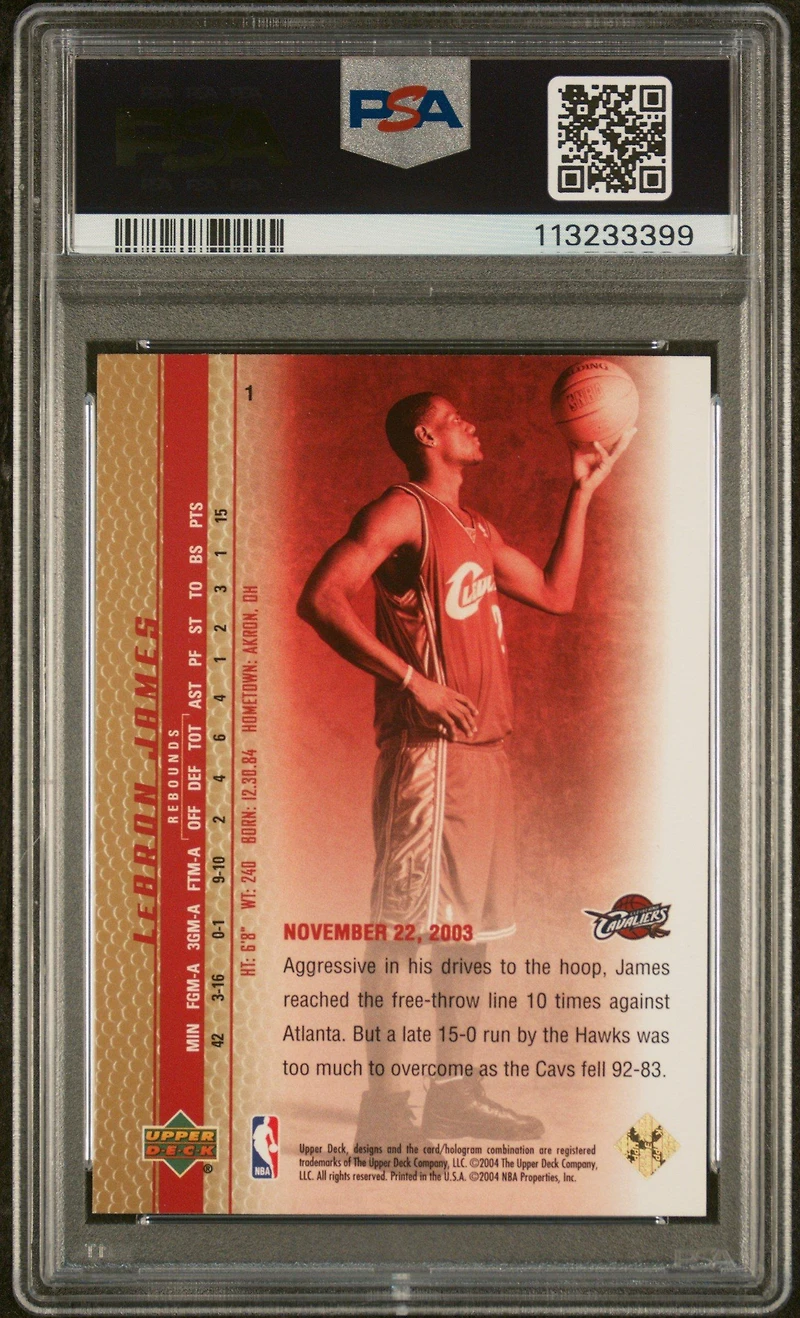 2003 Upper Deck Lebron James Phenomenal Beginnings 1 Lebron James Gold PSA 10