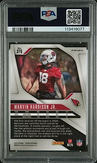 2024 Panini Prizm 375 Marvin Harrison Jr. Black & White Checker PSA 9