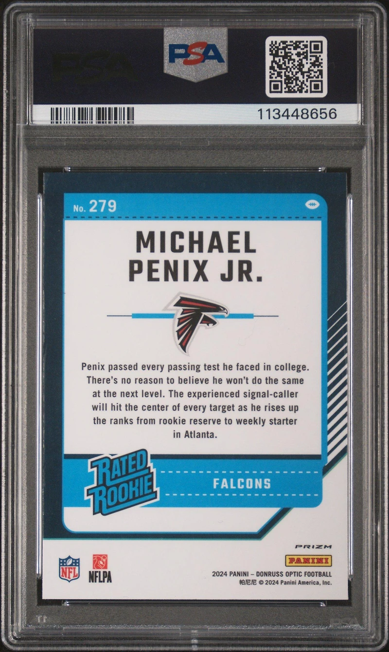 2024 Panini Donruss Optic 279 Michael Penix Jr. Blue Glitter PSA 9