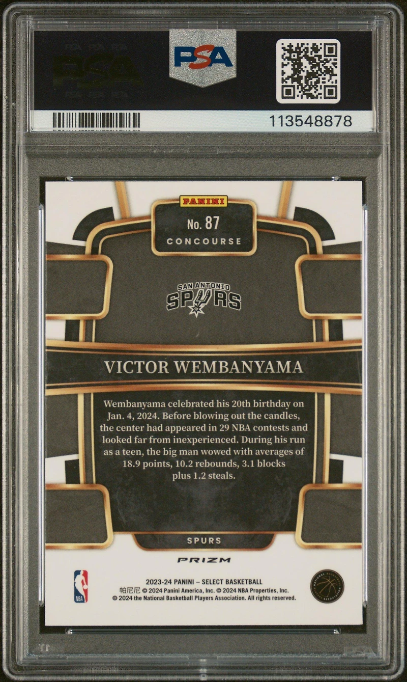 2023 Panini Select Victor Wembanyama Orange Flash PSA