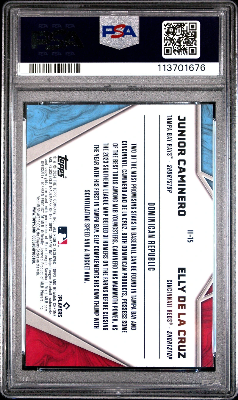 2024 Bowman Chrome International Impact Ii15 Elly De La Cruz/junior Caminero PSA 10