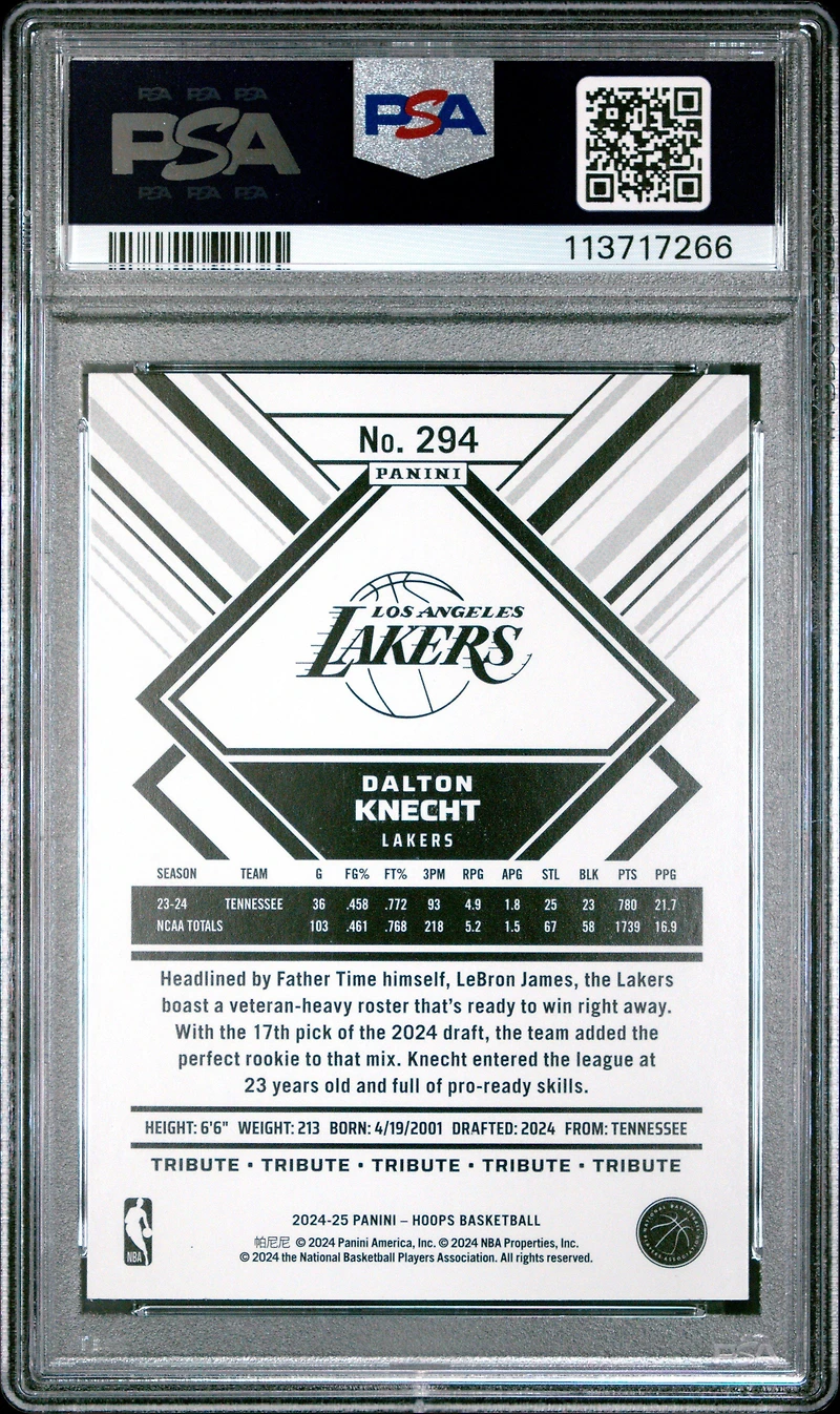 2024 Panini Nba Hoops 294 Dalton Knecht PSA 10
