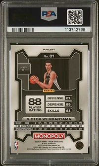 2023 Panini Prizm Monopoly 81 Victor Wembanyama PSA
