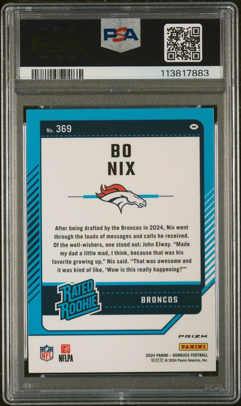 2024 Panini Donruss 369 Bo Nix Optic Preview-blue Scope PSA