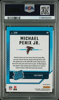 2024 Panini Donruss 308 Michael Penix Jr. Optic Preview-red Wave PSA 10