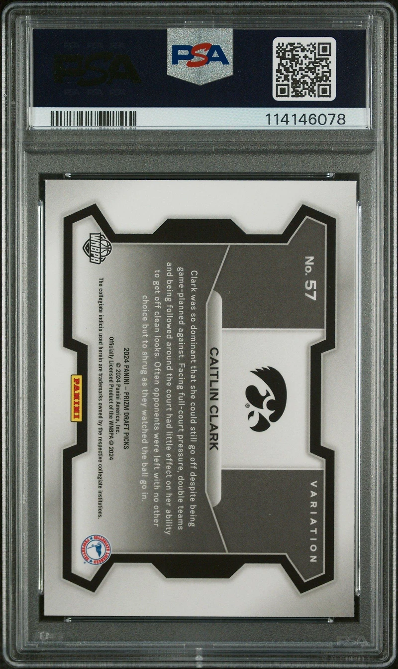 2024 Panini Prizm Draft Picks 57 Caitlin Clark Variation PSA 10