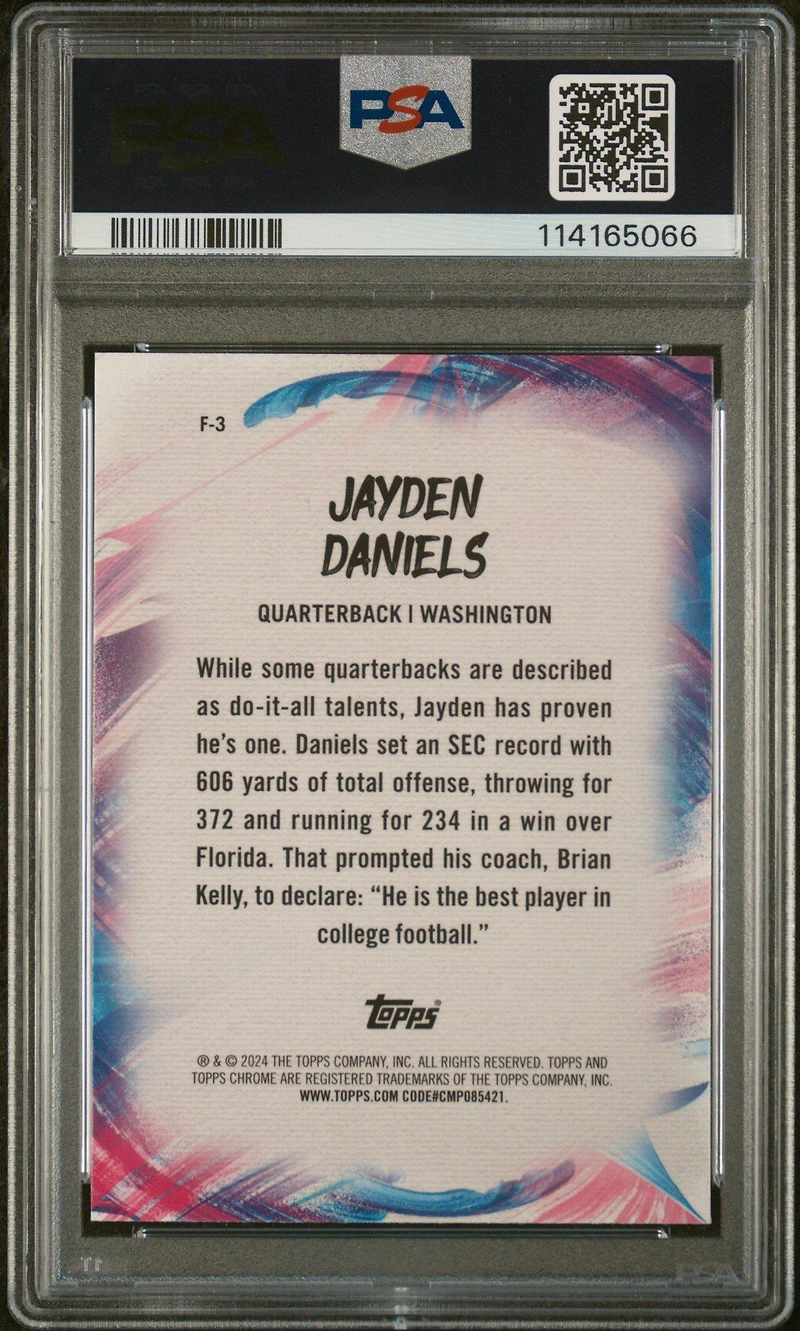 2024 Topps Chrome Finesse F3 Jayden Daniels X-fractor PSA 10