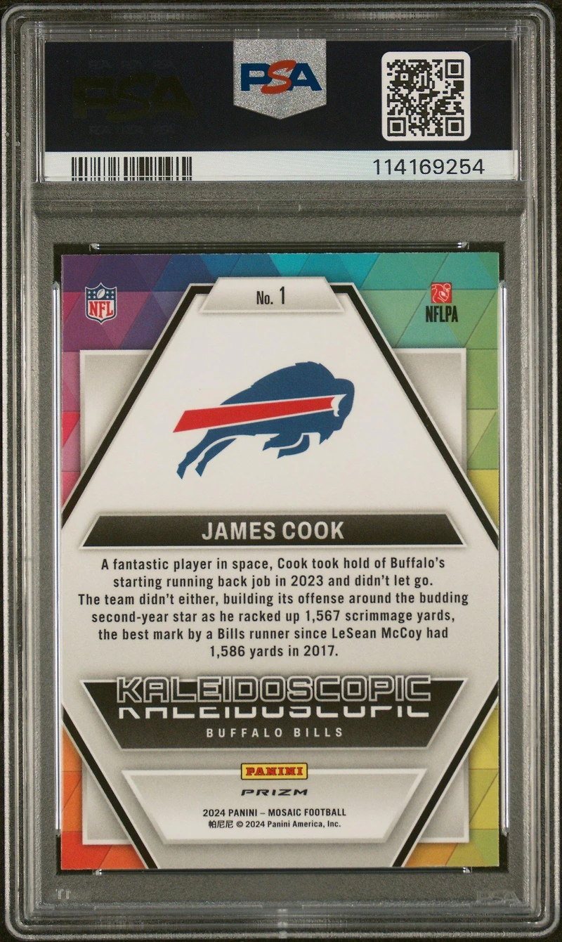 2024 Panini Mosaic Kaleidoscopic 1 James Cook PSA 10
