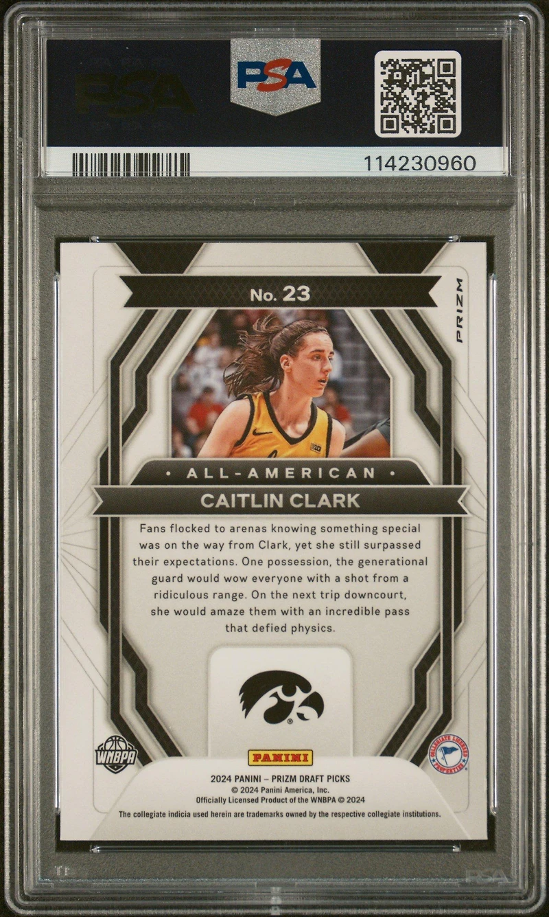 2024 Panini Prizm Draft Picks All-american 23 Caitlin Clark Tiger Stripe Prizm PSA 8