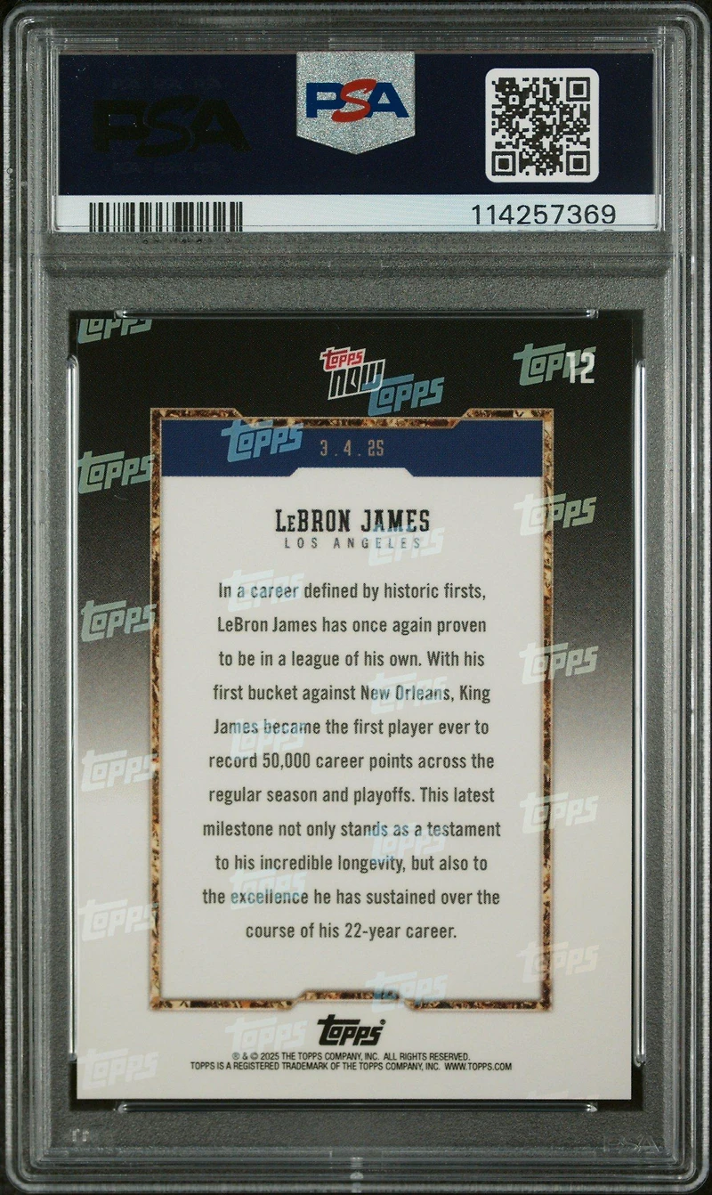 2024 Topps Now 12 Lebron James PSA 10