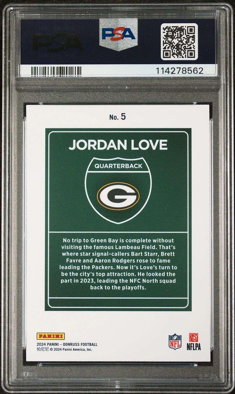 2024 Panini Donruss Downtown! 5 Jordan Love PSA 10