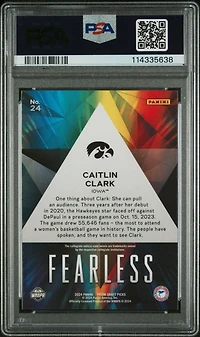 2024 Panini Prizm Draft Picks Fearless 24 Caitlin Clark PSA 10