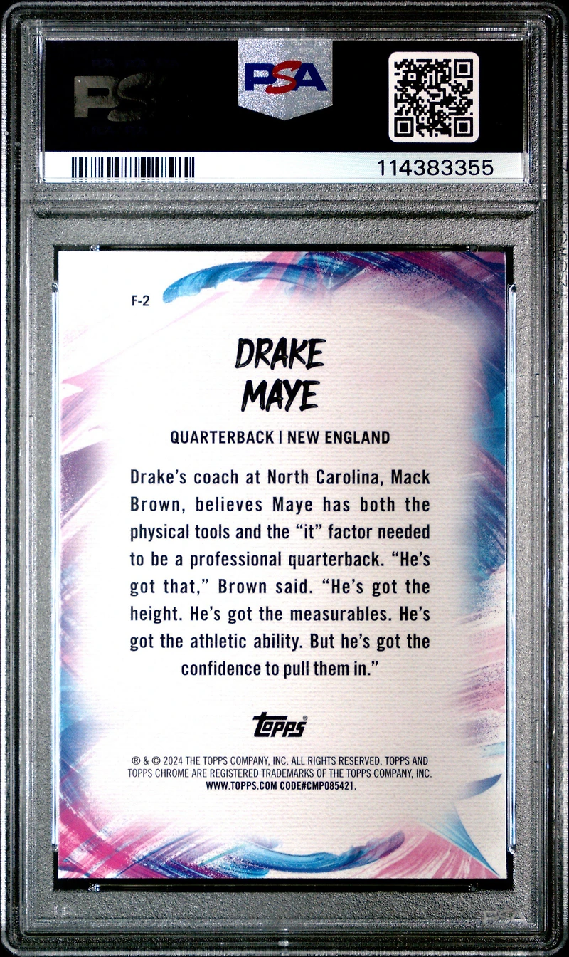 2024 Topps Chrome Finesse F2 Drake Maye X-fractor PSA 10