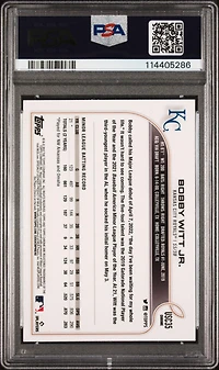 2022 Topps Chrome Update Usc35 Bobby Witt Jr. Purple Refractor PSA 9