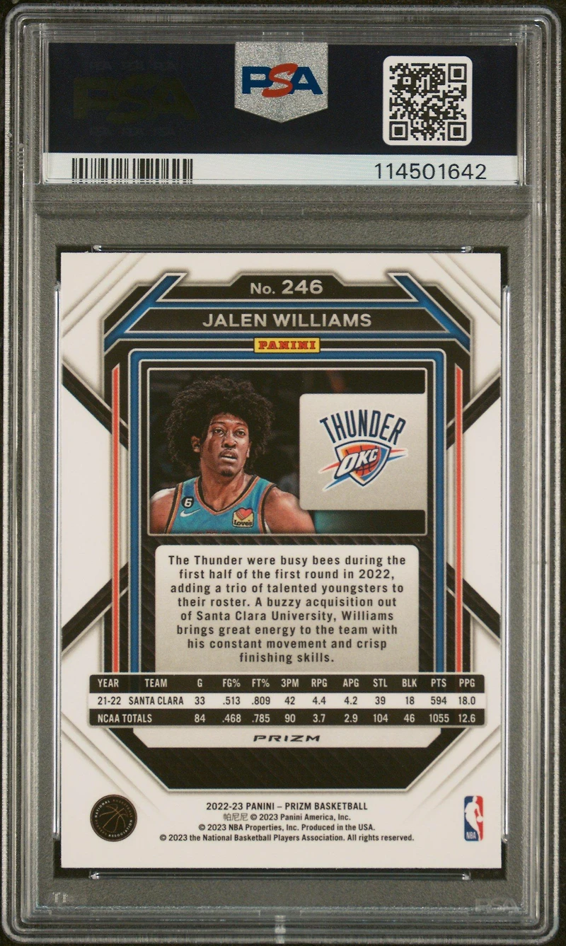 2022 Panini Prizm 246 Jalen Williams Silver Prizm PSA 9