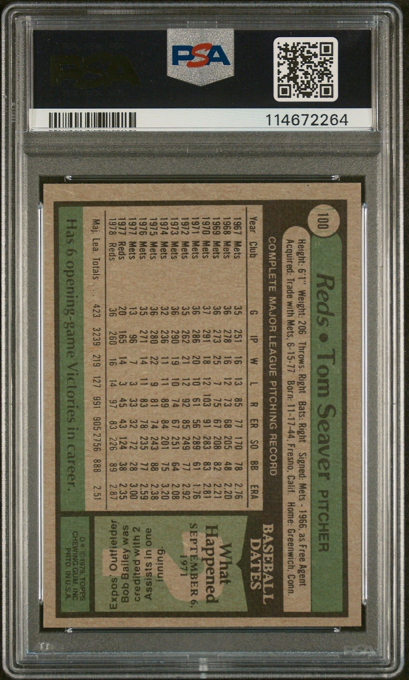 1979 Topps 100 Tom Seaver PSA 9