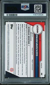 2023 Bowman University Chrome 90 Paige Bueckers Refractor PSA 10