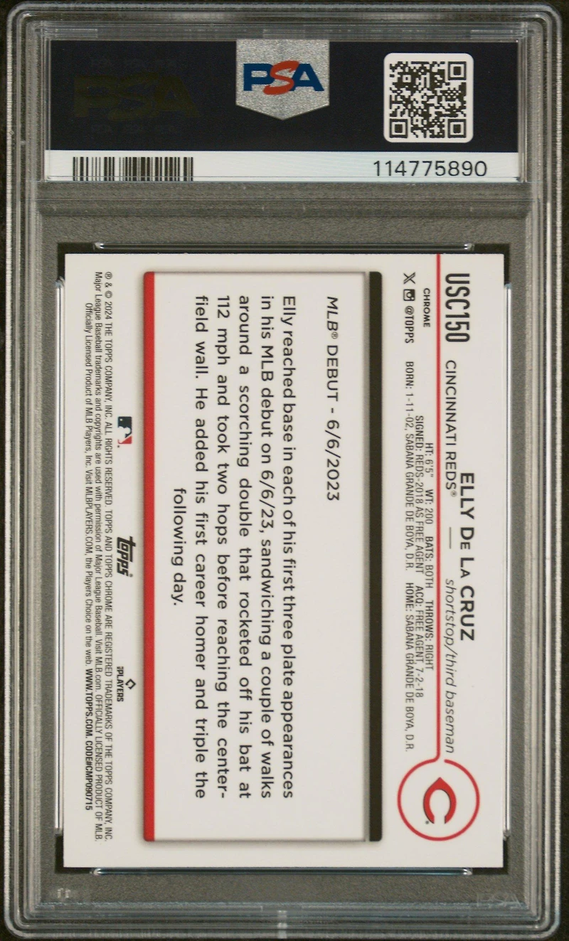 2024 Topps Chrome Update Usc150 Elly De La Cruz PSA 10