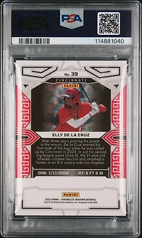 2023 Panini Chronicles Obsidian 39 Elly De La Cruz PSA 9