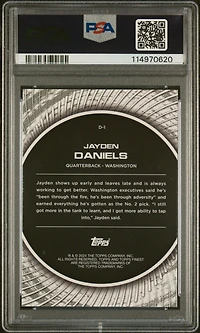 2024 Topps Finest Debut D1 Jayden Daniels Sky Blue Refractor PSA 10
