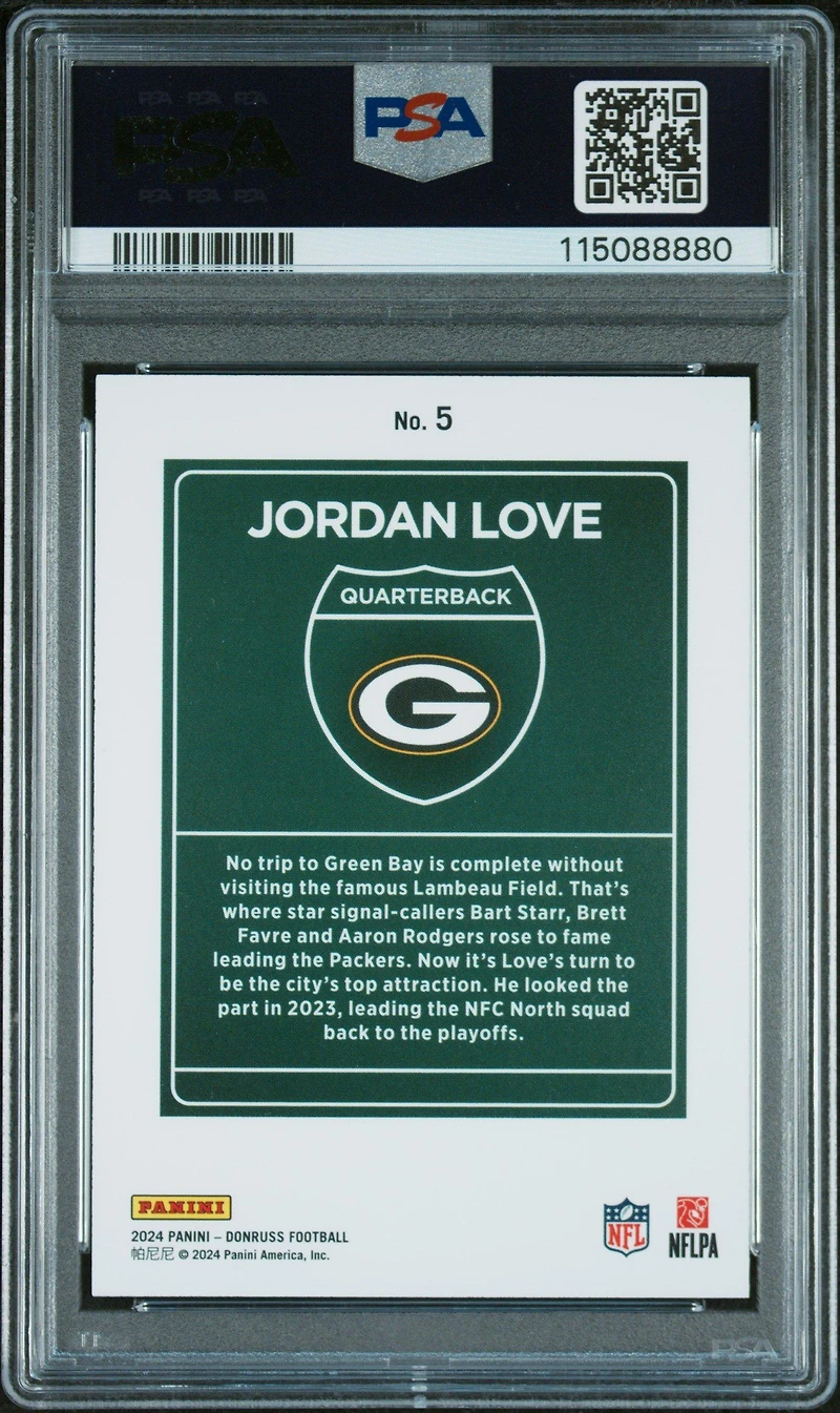 2024 Panini Donruss Downtown! 5 Jordan Love PSA