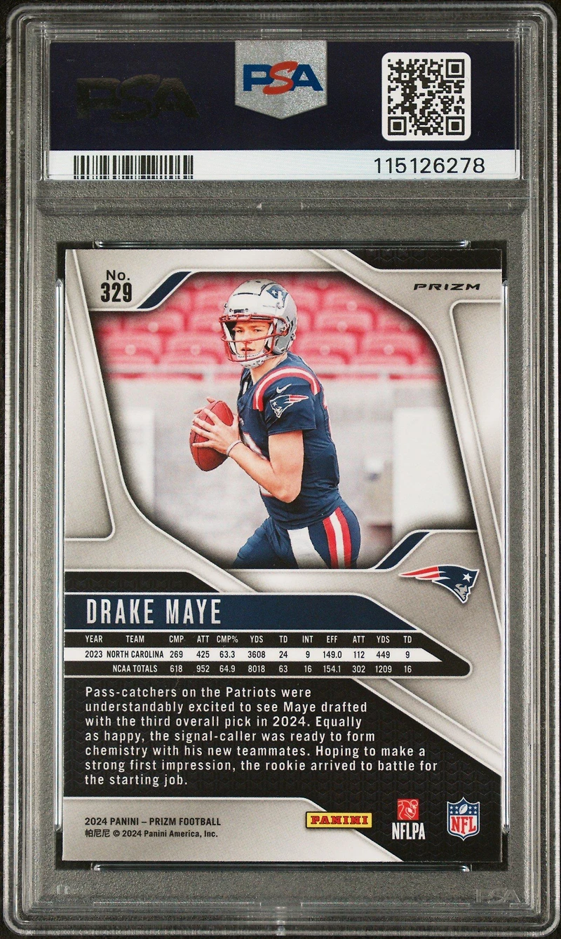 2024 Panini Prizm 329 Drake Maye Silver Prizm PSA