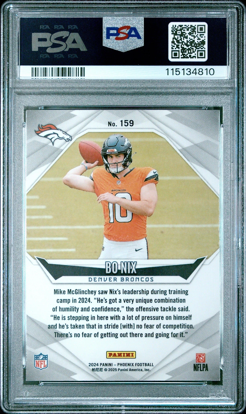 2024 Panini Phoenix 159 Bo Nix Silver PSA 9