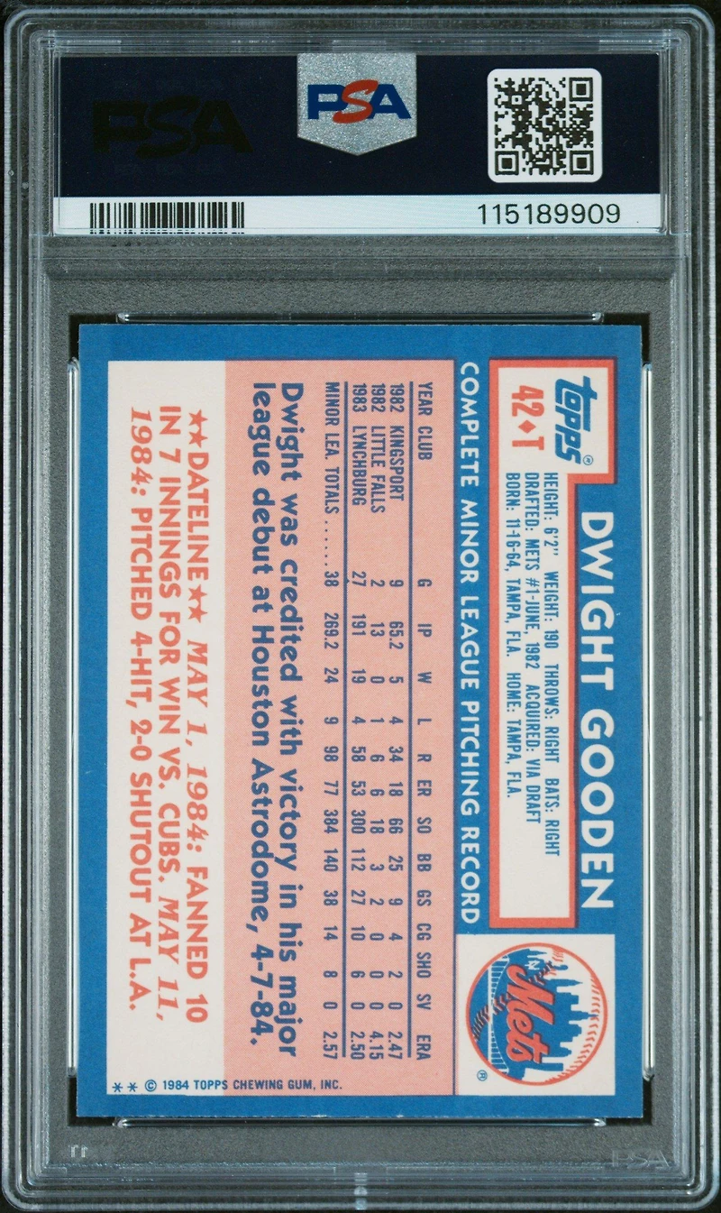 1984 Topps Traded 42t Dwight Gooden PSA