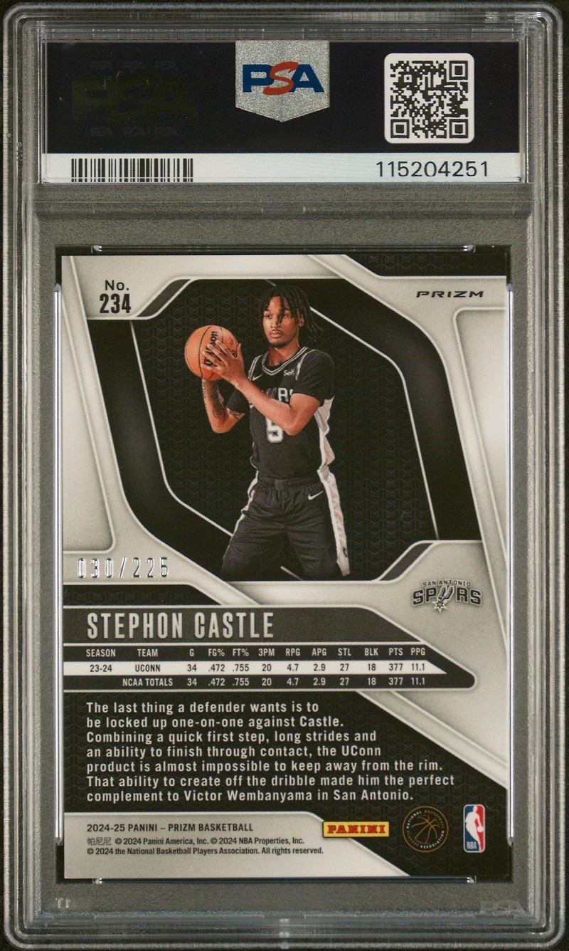 2024 Panini Prizm 234 Stephon Castle Teal Ice PSA 9