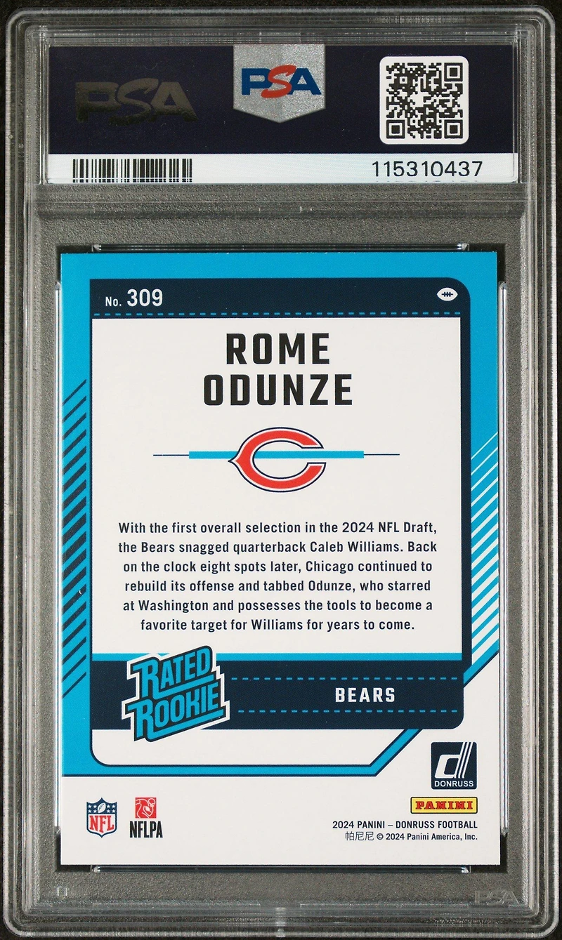 2024 Panini Donruss 309 Rome Odunze PSA 10