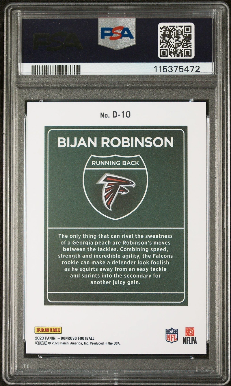 2023 Panini Donruss Downtown! D10 Bijan Robinson PSA