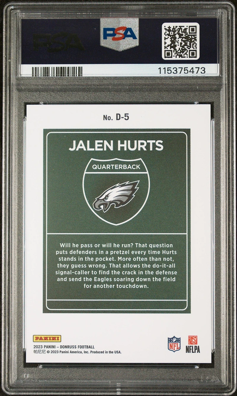 2023 Panini Donruss Downtown! D5 Jalen Hurts PSA